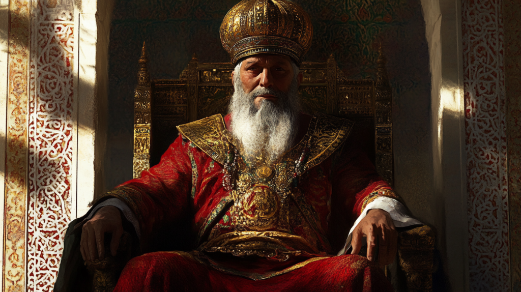 Abd al-Rahman III sentado en su trono